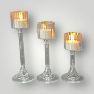 3' lü Şeffaf Kadeh Mumluk