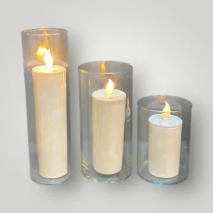 3' lü Silindir Cam Mumluk